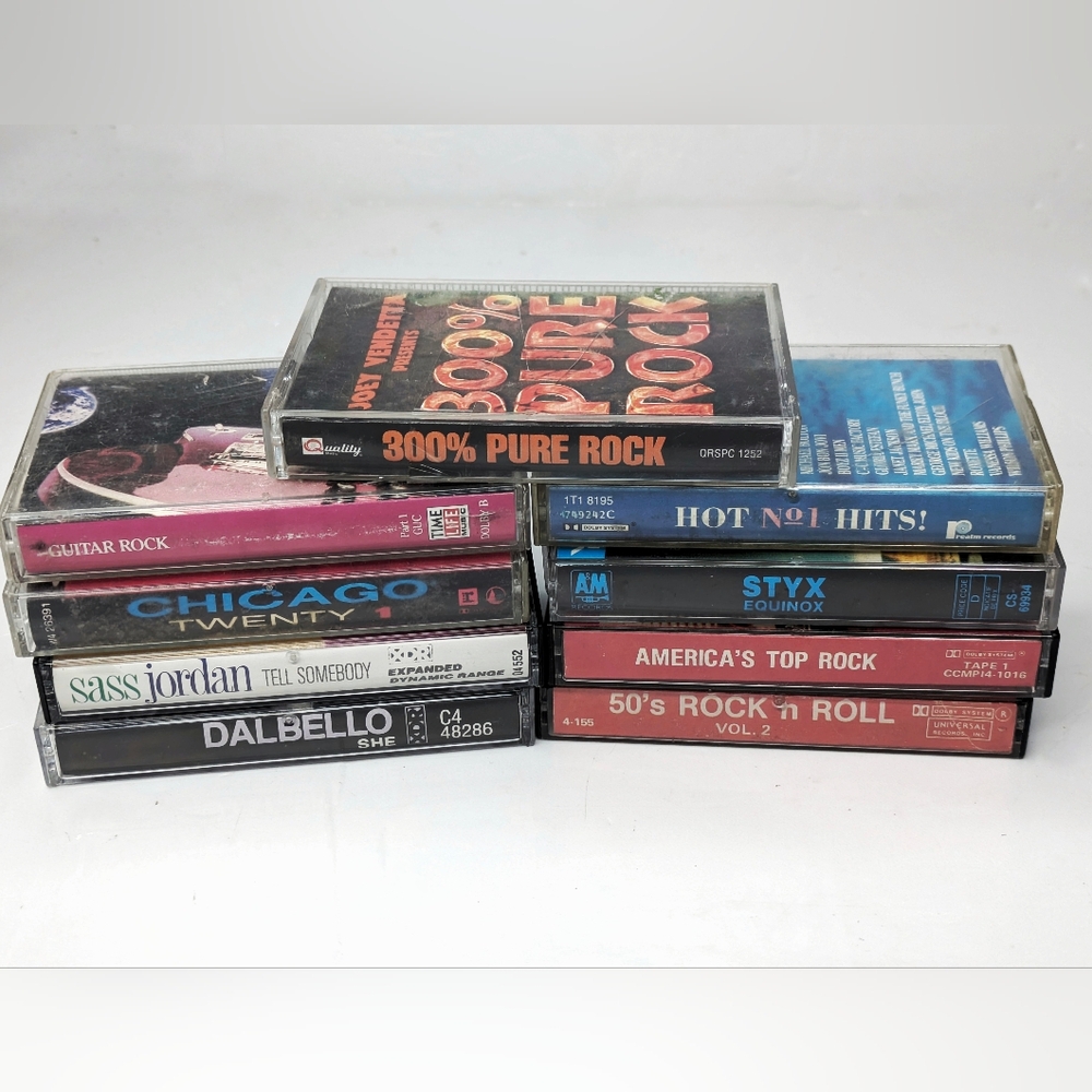 Collection of various Rock Music Cassette Tapes, Compilations, Rock Hits